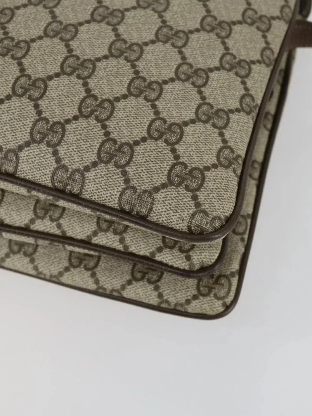 GUCCI GG Supreme Web Sherry Line Bag PVC Beige Gold 41 001 4085 Auth 156428 - Picture 4 of 16